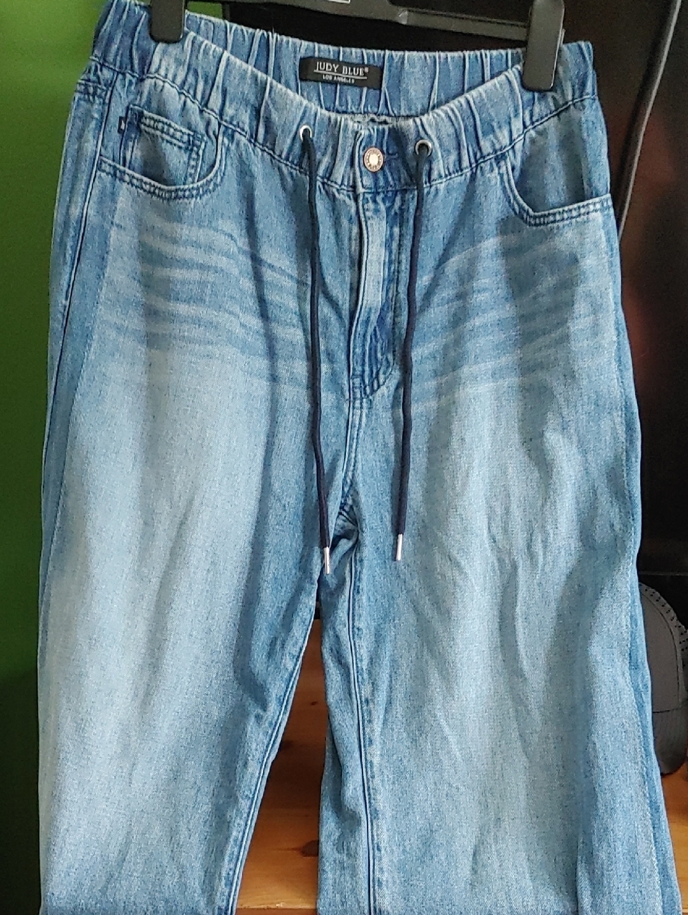 Judy Blue Light Blue Drawstring Denim Jeans Wide Leg